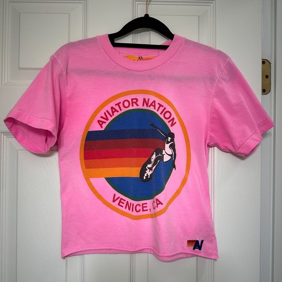 Aviator Nation - SIGNATURE HAIGHT ASHBURY BOYFRIEND TEE - NEON PINK - Picture 4 of 6